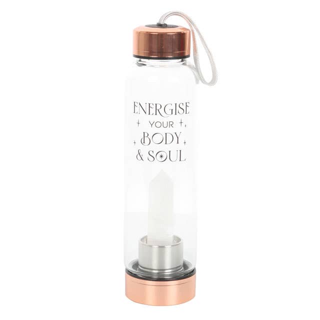 Body and Soul Glass Water Bottle with Clear Quartz