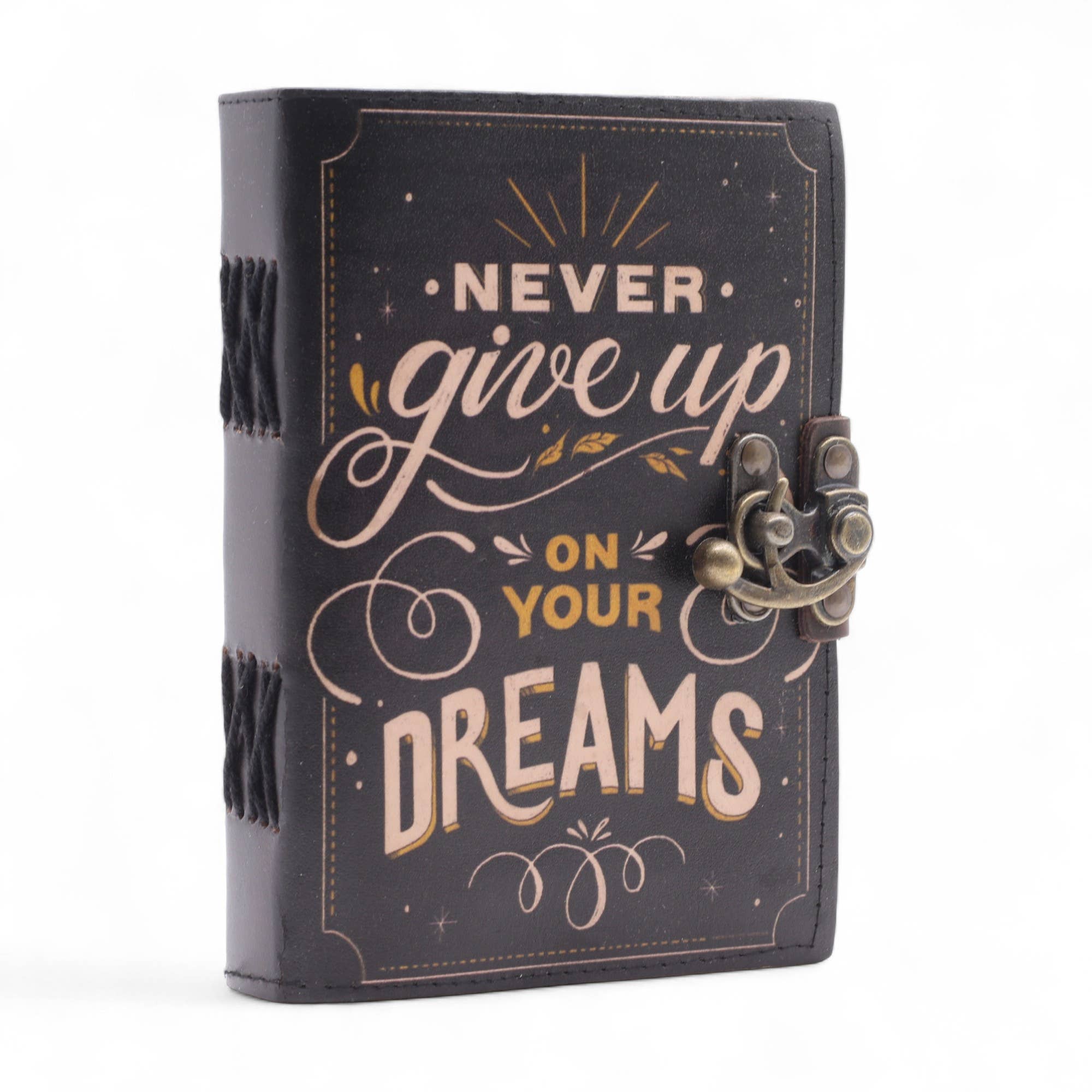 Leather Notebook - Never Give Up On Your Dreams