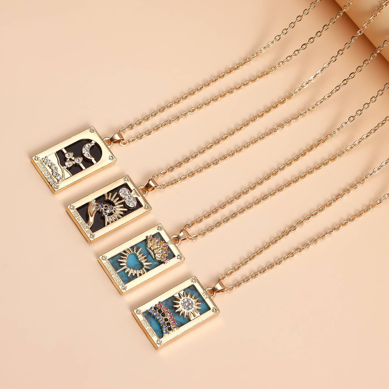Tarot Design Necklace with Crystal