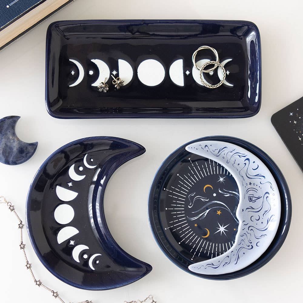 Blue Moon Phase Crescent Moon Trinket Dish
