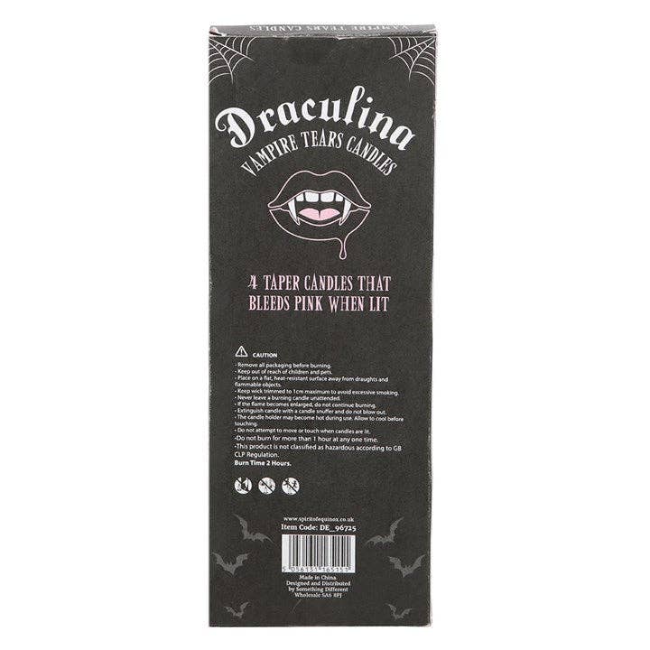 Set of 4 Gothic Pink Vampire Tears Bleeding Halloween Taper