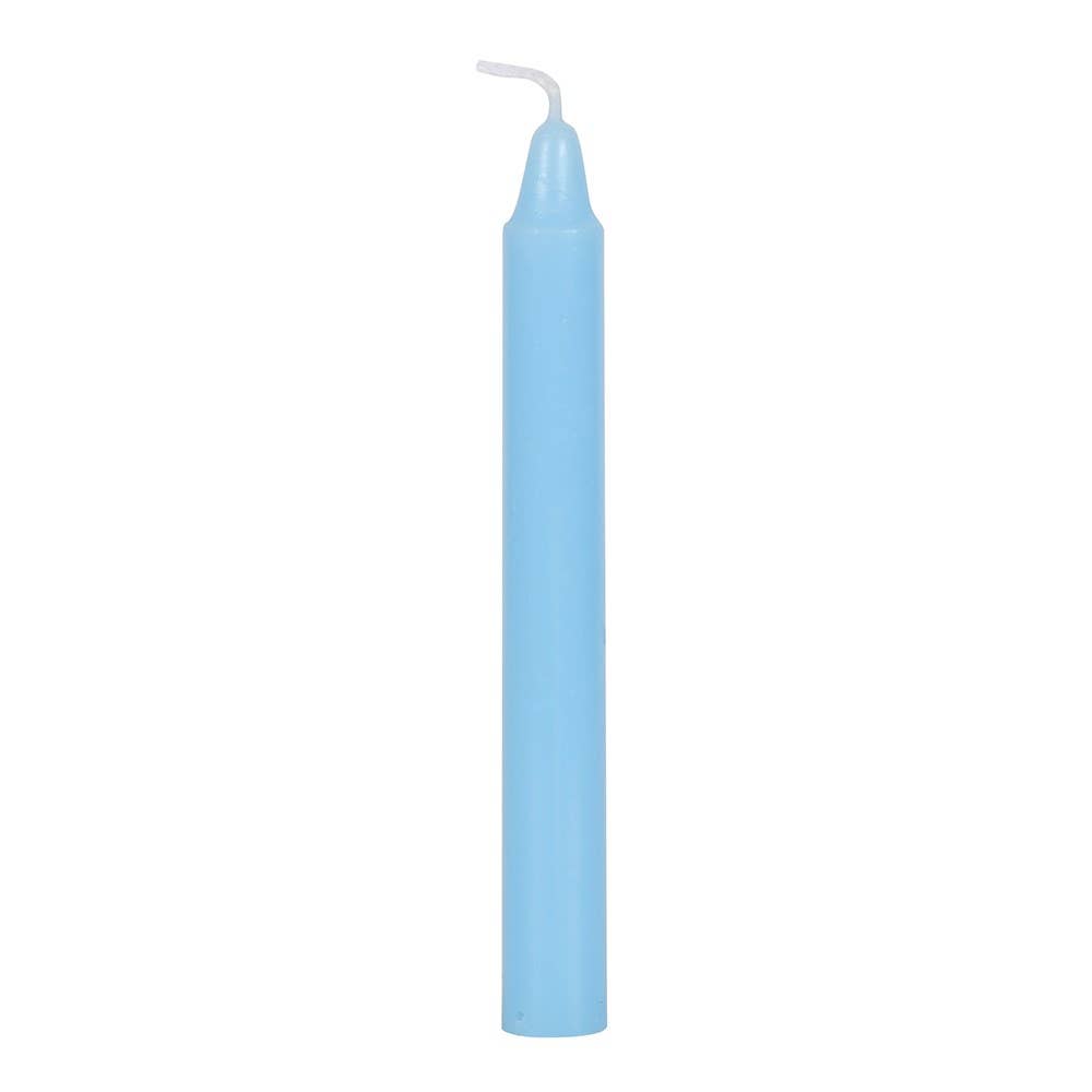 Light blue candle on a white background