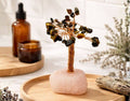 Tiger Eye on Rose Quartz Crystal Gem Tree