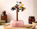 Chakra Chips on Rose Quartz Gem Tree