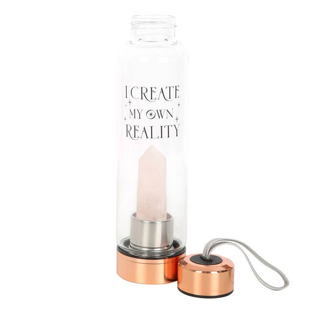 Create My Own Reality Glass Water Bottle with Rose Quartz