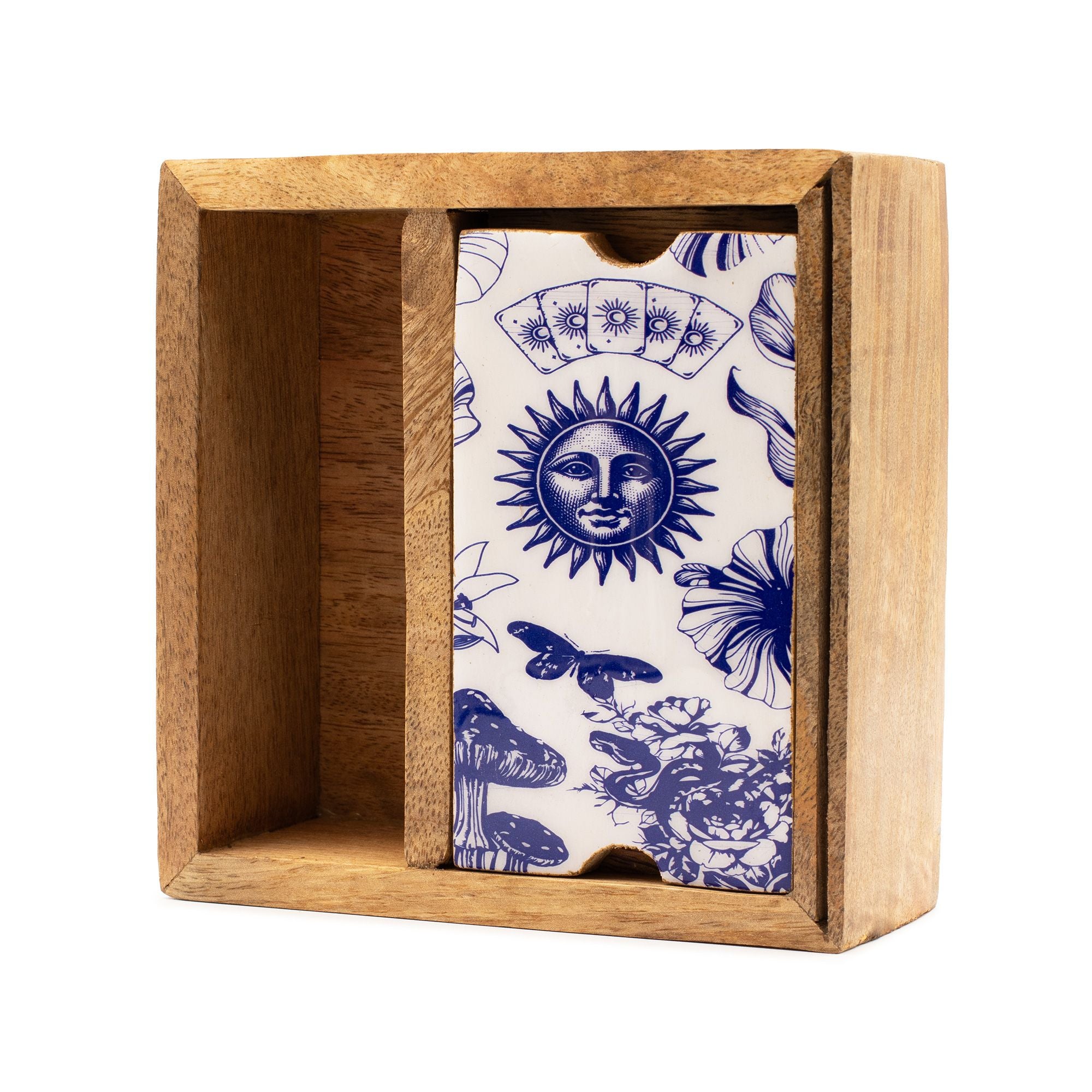 Triple Moon Two Section Tarot Box with Card Holder