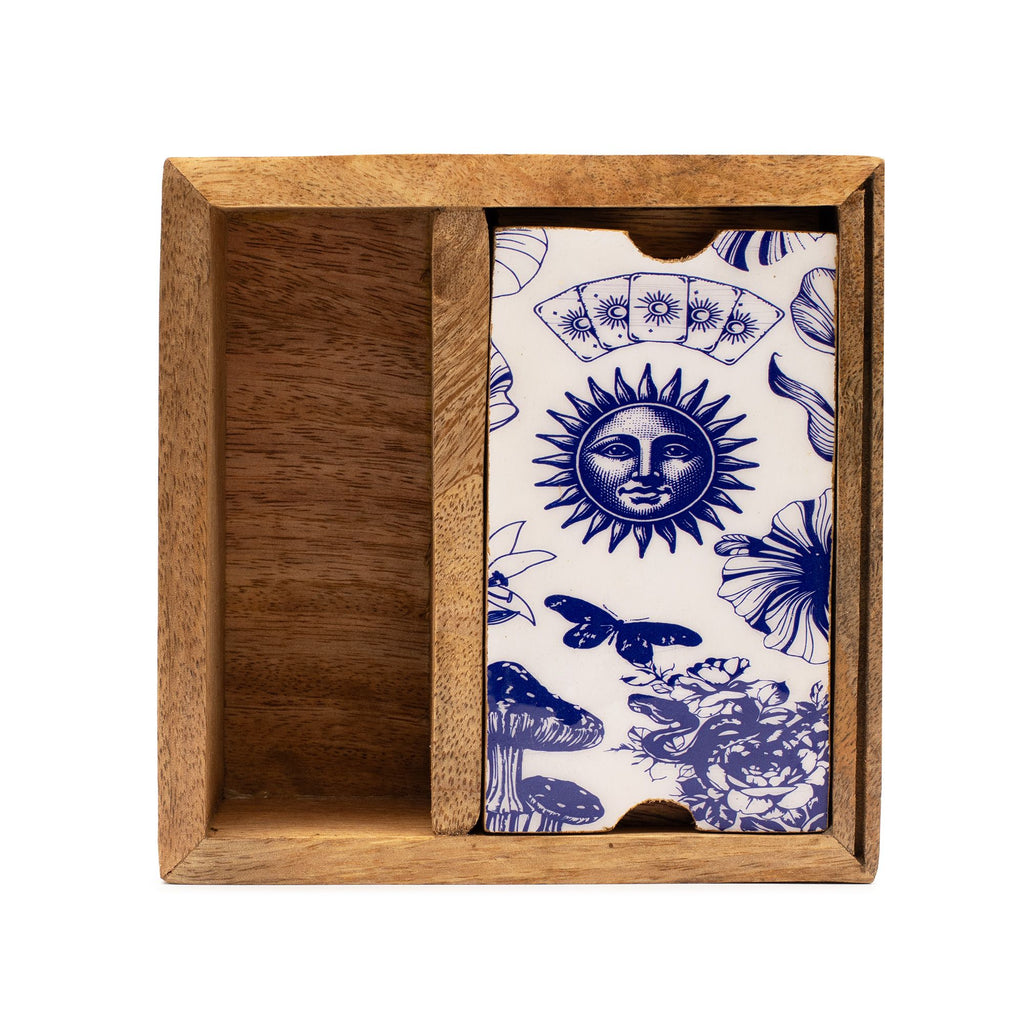 Triple Moon Two Section Tarot Box with Card Holder