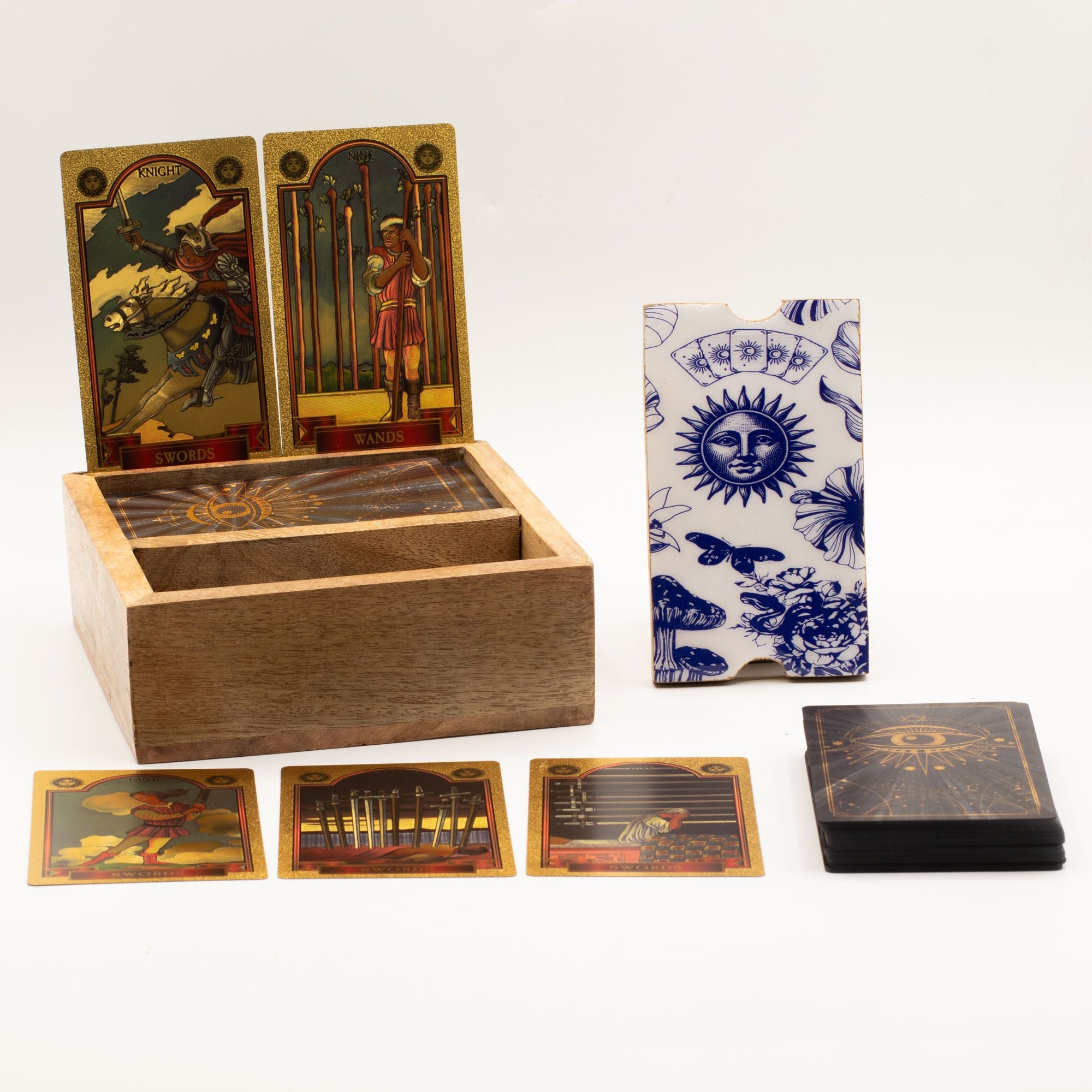 Triple Moon Two Section Tarot Box with Card Holder
