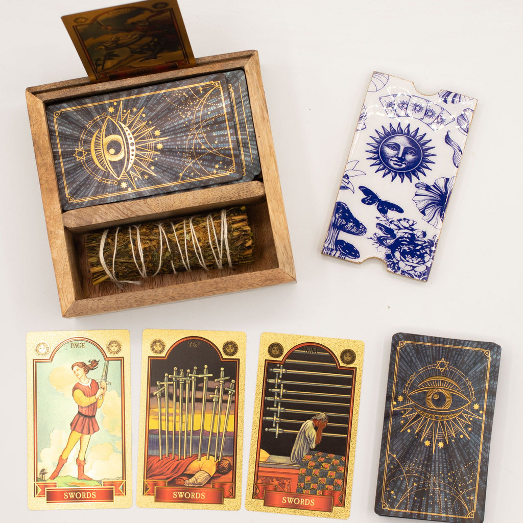 Triple Moon Two Section Tarot Box with Card Holder