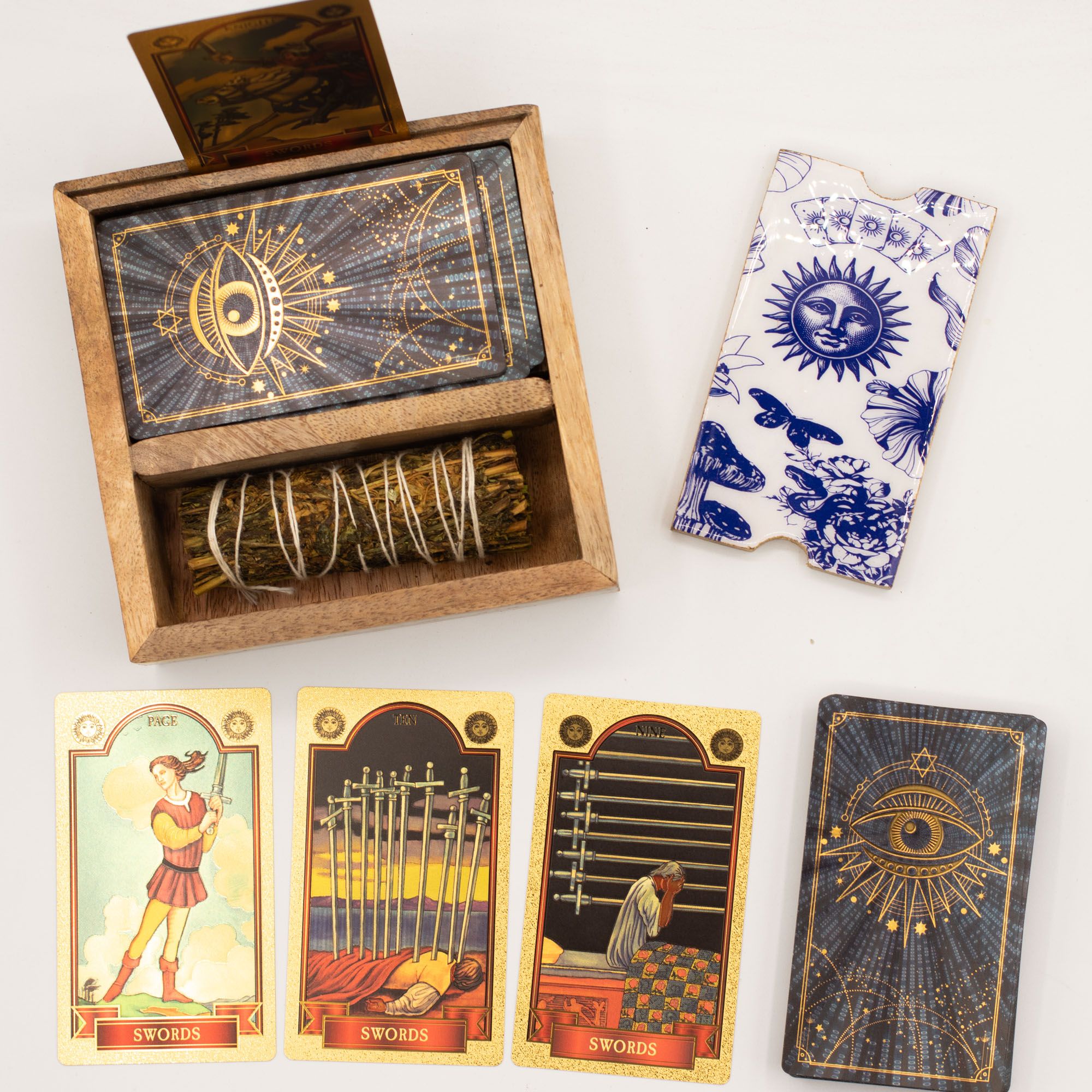 Triple Moon Two Section Tarot Box with Card Holder