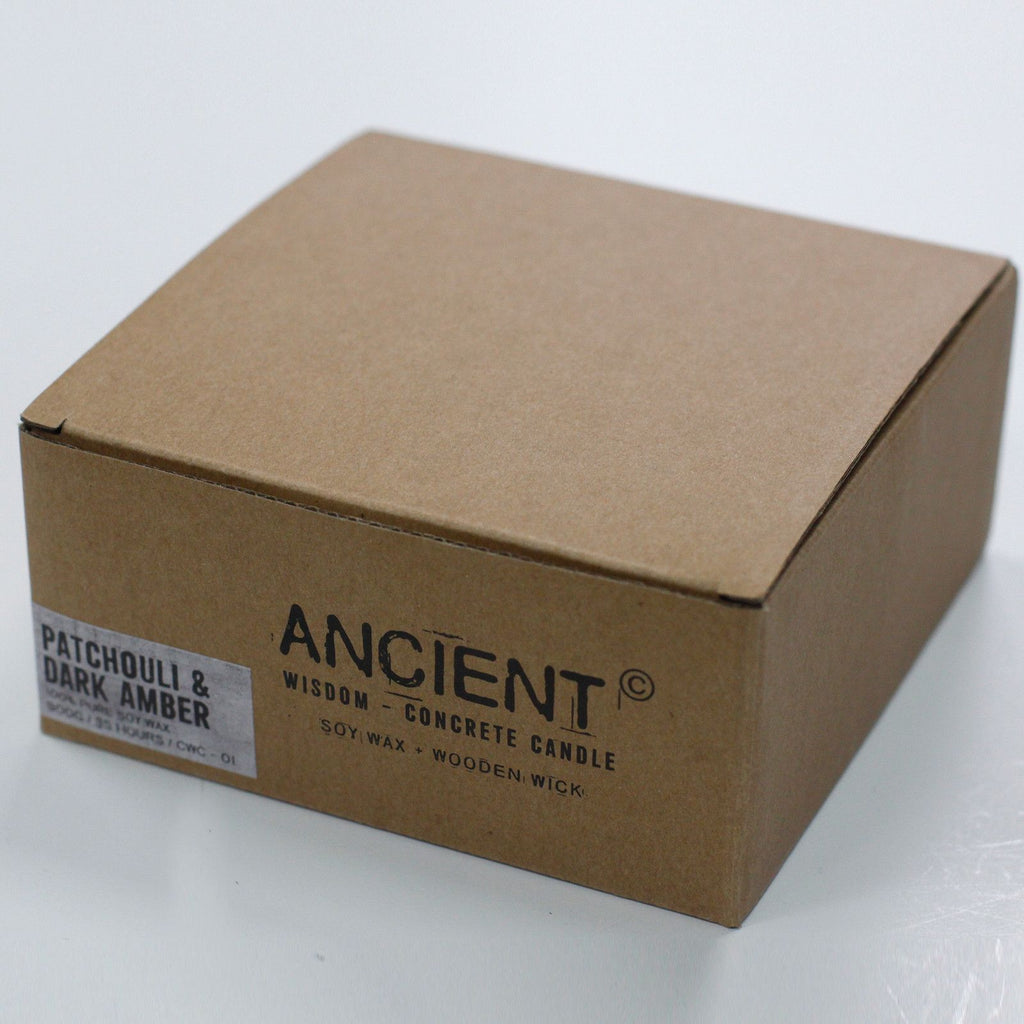 Patchouli & Dark Amber Large Wooden Wick Concrete Candle