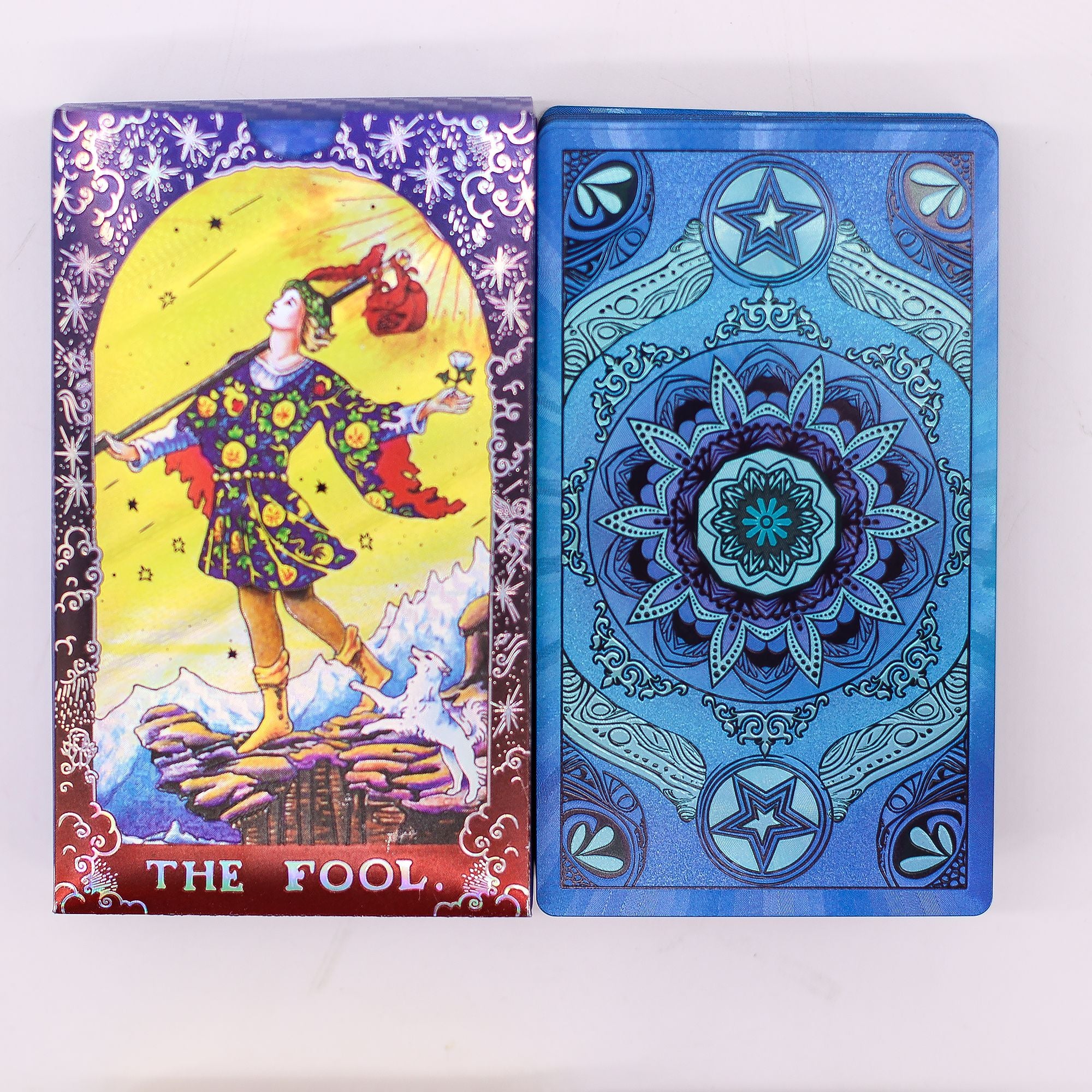Blue Foil Tarot Card Set - Mandala With Guidebook