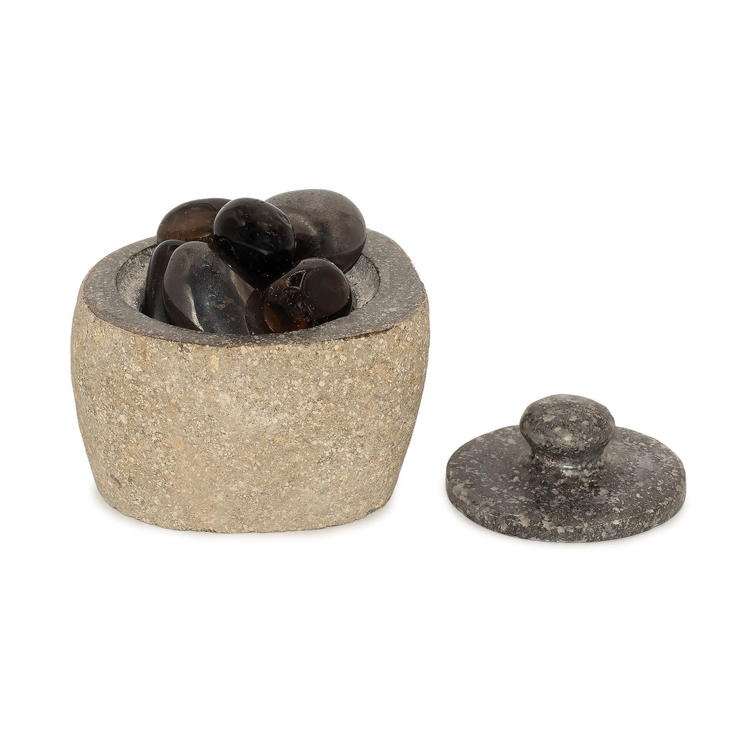 Natural Riverstone Grounding Pot - Small