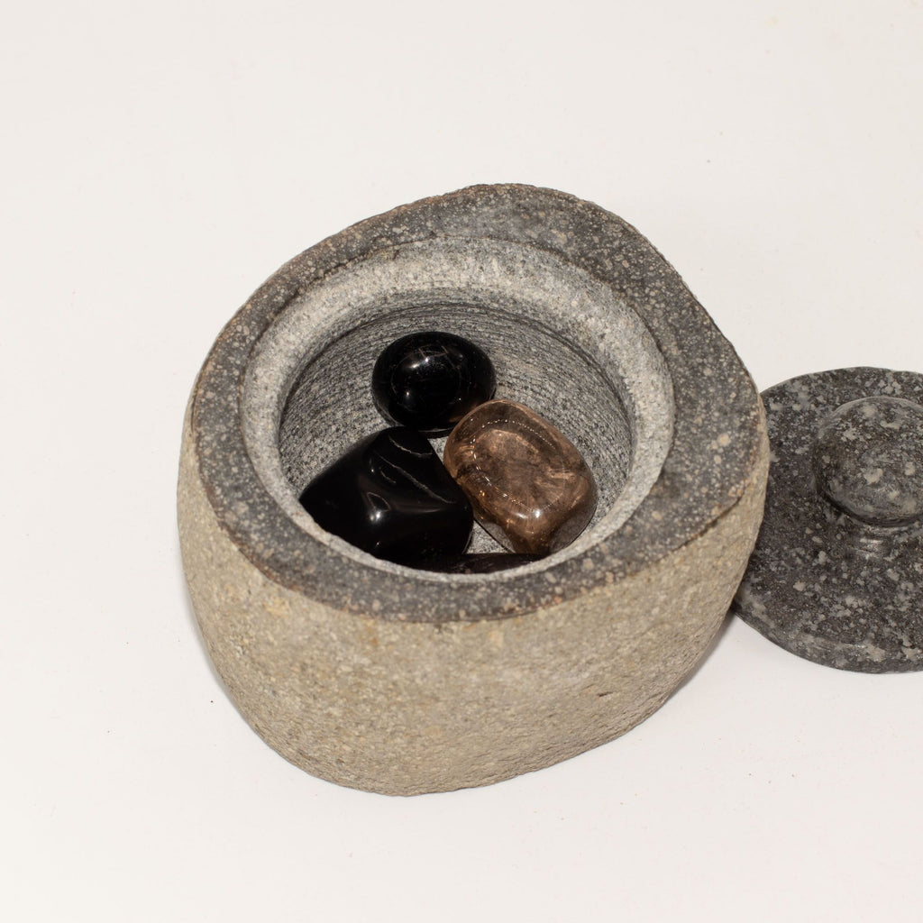 Natural Riverstone Grounding Pot - Small