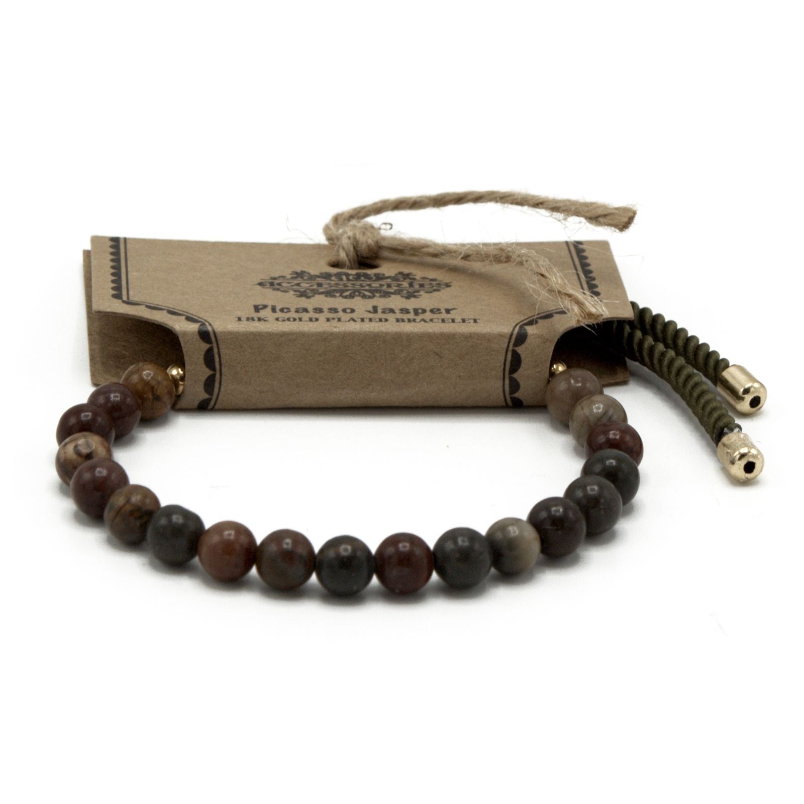 Picasso Jasper 18K Gold Plated Gemstone Moss String Bracelet