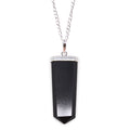 Black Agate Gemstone Flat Pencil Pendant Necklace