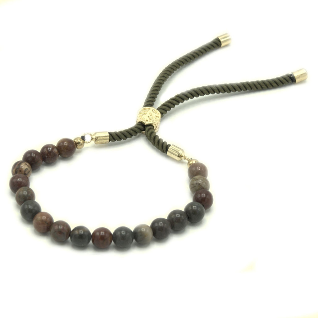 Picasso Jasper 18K Gold Plated Gemstone Moss String Bracelet