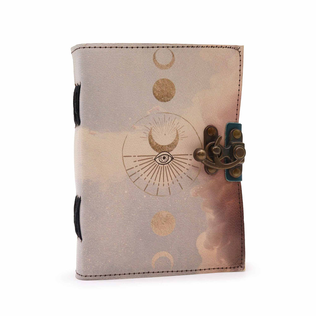 Leather Moon Phases Deckle-Edge Notebook