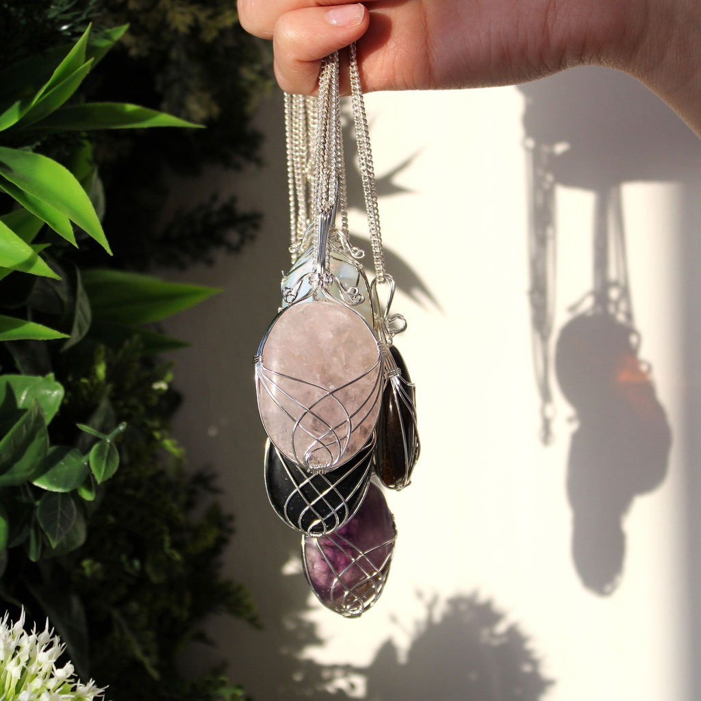 Black Onyx Swirl Wrapped Gemstone Necklace