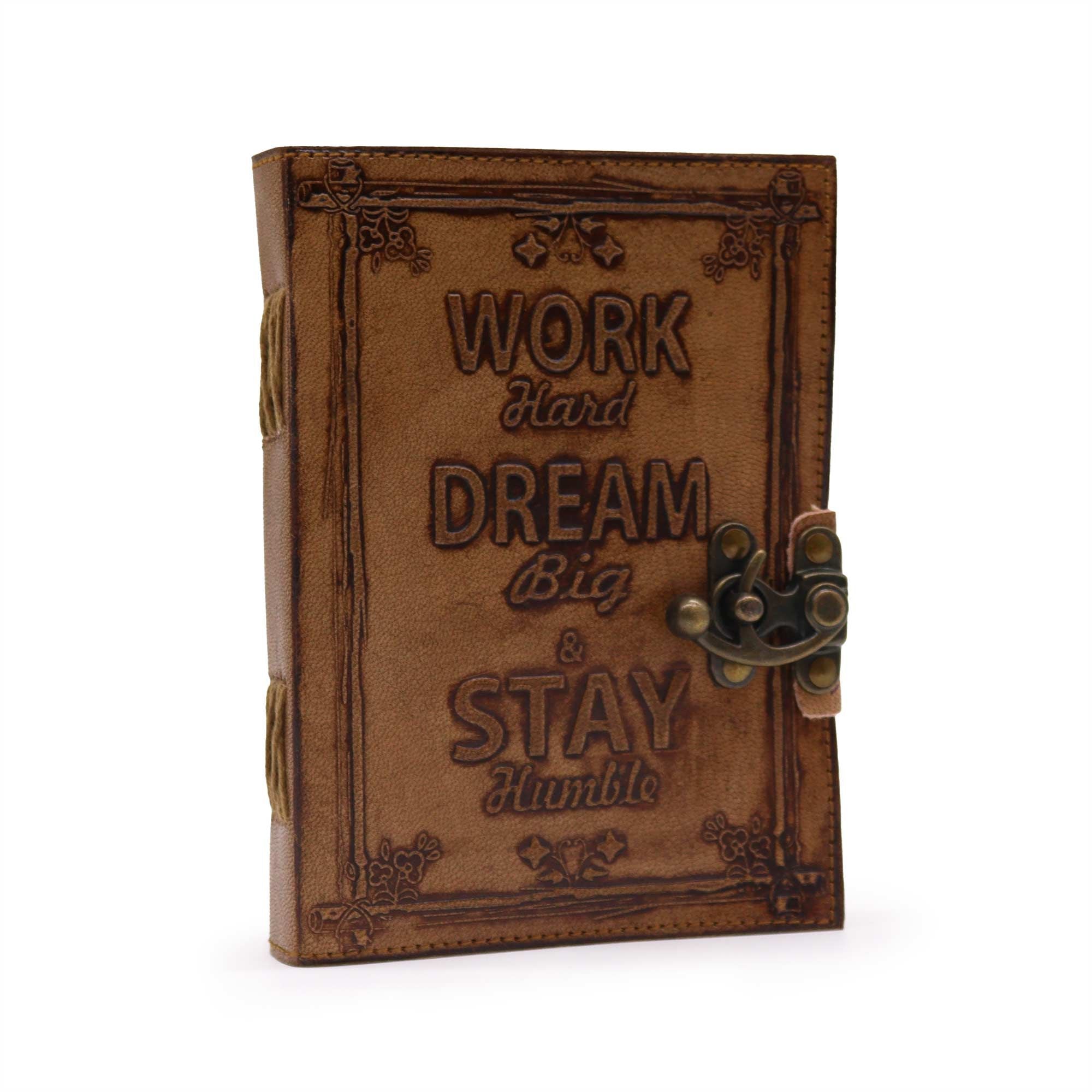 Leather Journal - Plain Paper -  Work & Dream Big