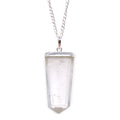 Rock Quartz Gemstone Flat Pencil Pendant Necklace