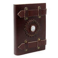 Leather Notebook With Belts - Moonstone