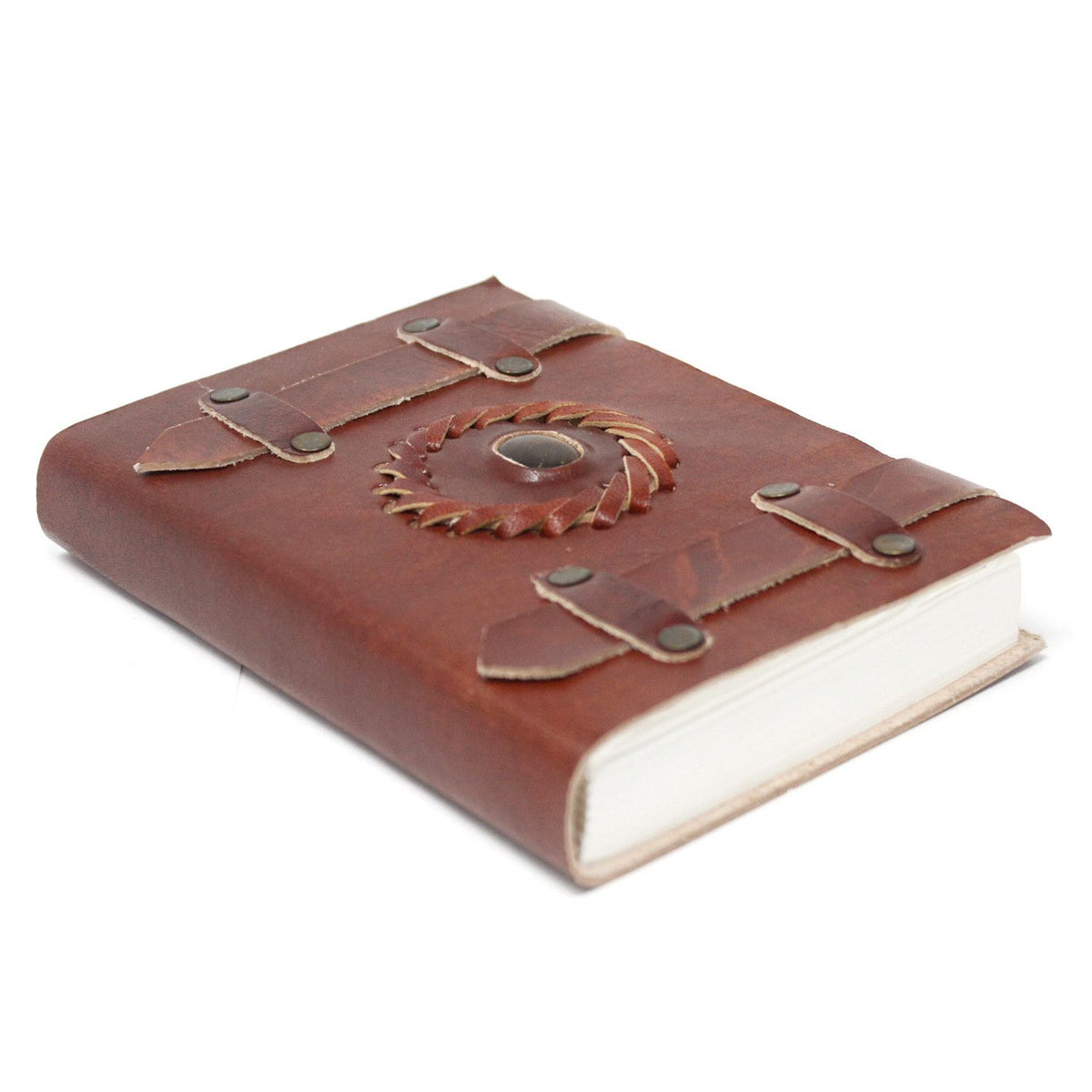 Leather Notebook With Belts - Tigereye