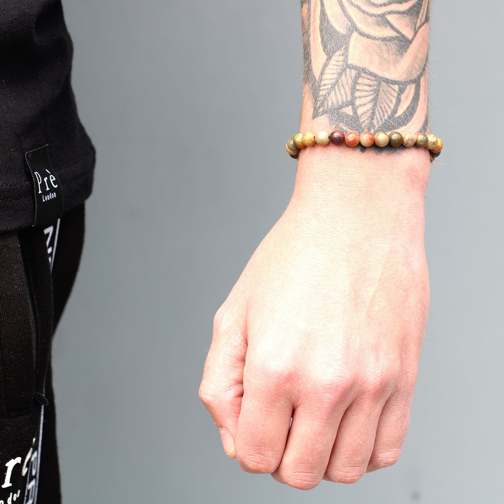 Tiger Eye Gold Plated Gemstone Black String Bracelet