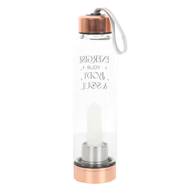 Body and Soul Glass Water Bottle with Clear Quartz