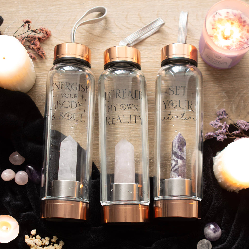 Body and Soul Glass Water Bottle with Clear Quartz