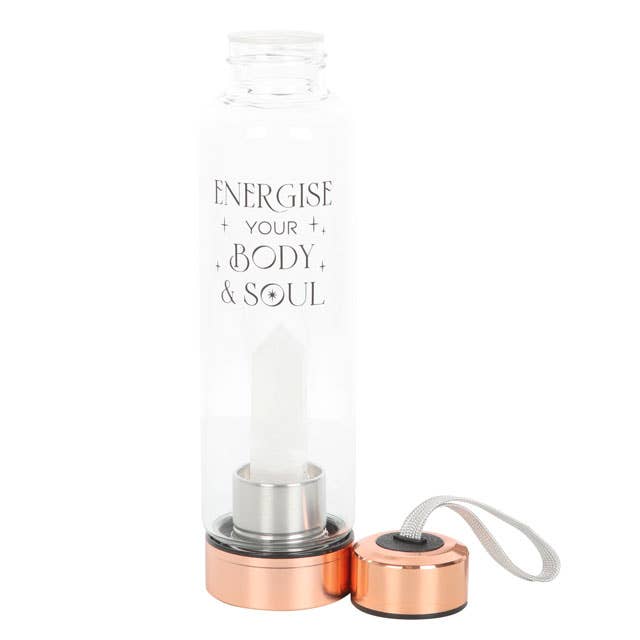 Body and Soul Glass Water Bottle with Clear Quartz