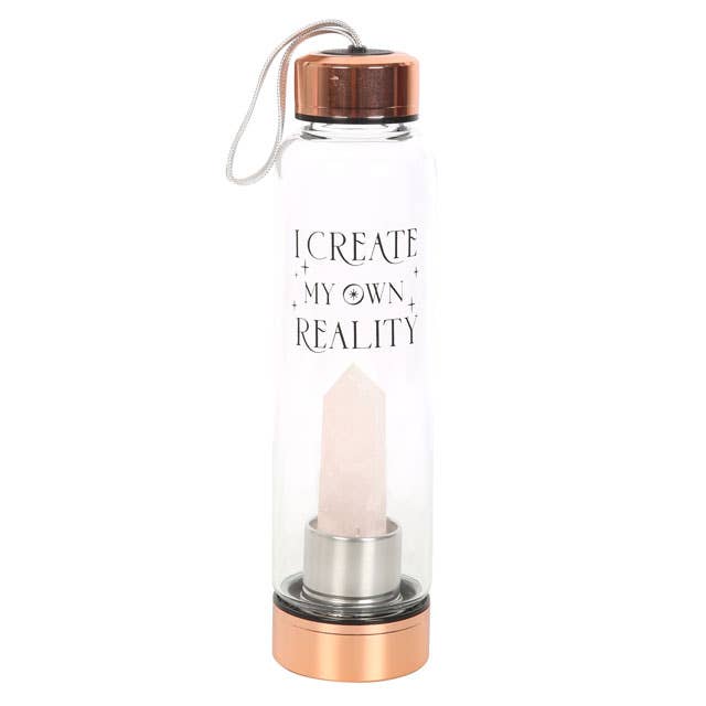 Create My Own Reality Glass Water Bottle with Rose Quartz