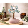 Aquamarine on Rose Quartz Crystal Gem Tree