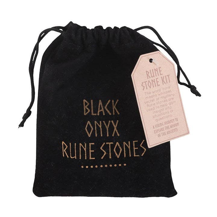 Set of 25 Black Onyx Viking Rune Stones