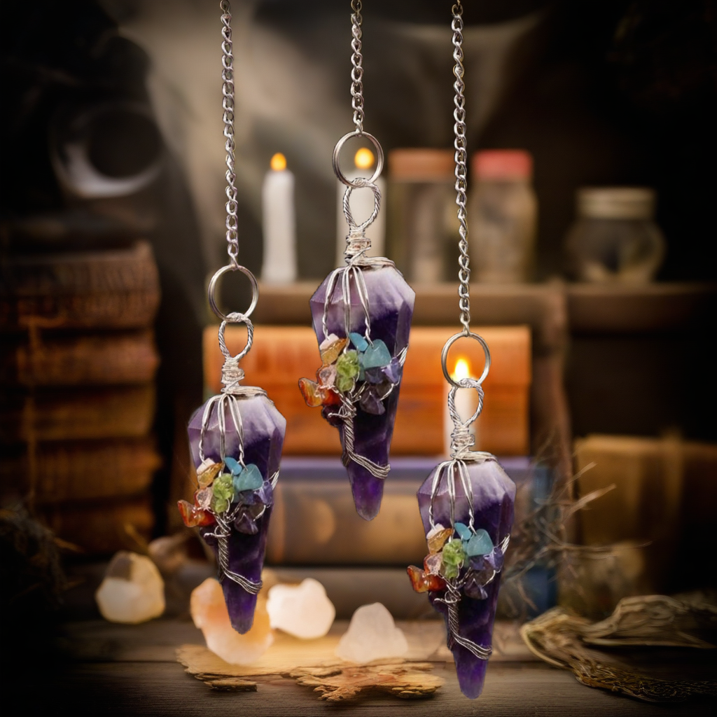 Seven Chakra Magic Pendulum - Amethyst