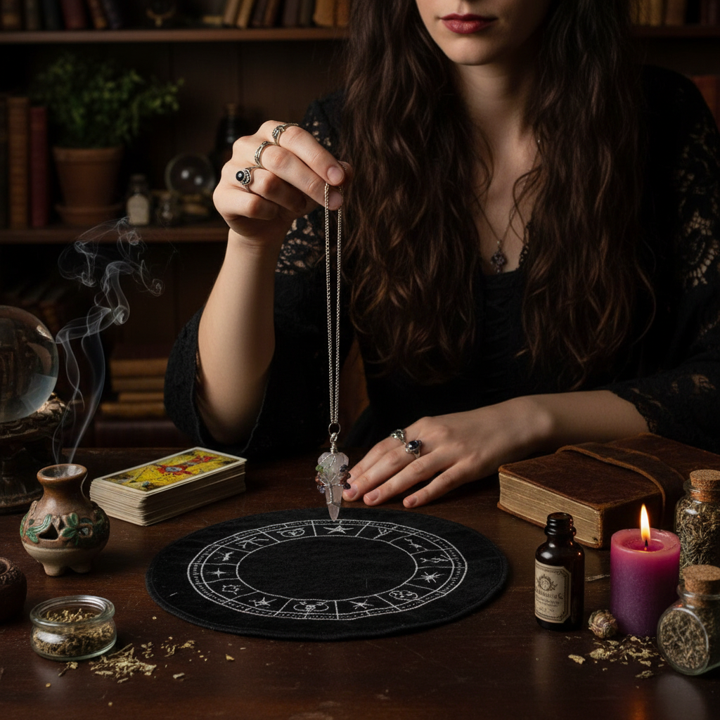 Seven Chakra Magic Pendulum - Rose Quartz